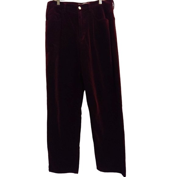 Abercrombie & Fitch Maroon Velour Straight Leg Womens Pant 8 - Picture 1 of 11
